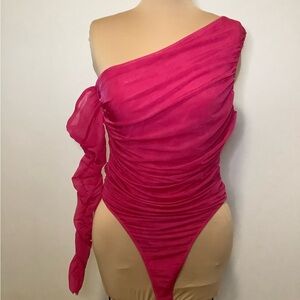 Zara Fuchsia Ruched Bodysuit